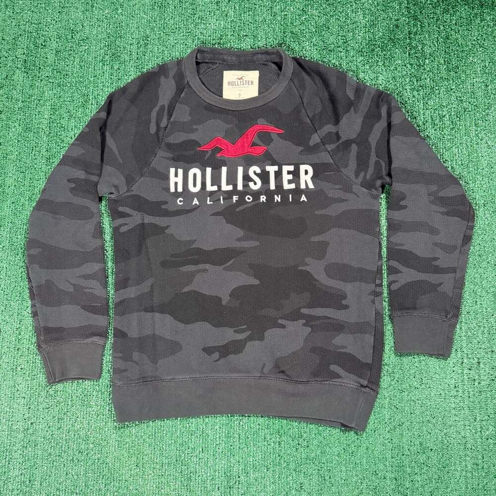 Y2K Hollister Camo Thermal Knit Sweatshirt Size Small